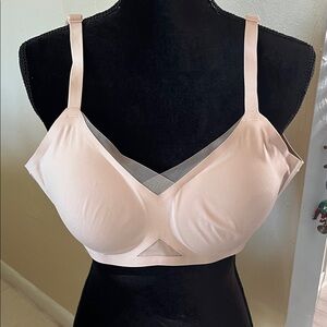 Honeylove NWOT crossover lightweight wireless beige bra vented sides sz Large